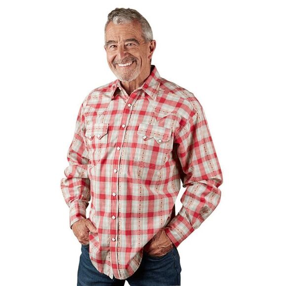 Rockmount Ranch Wear Red Shadow Plaid Dobby Lurex Western Shirt Men's Size XLT - Picture 1 of 7